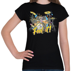 PRINTFASHION Feel it! - Dobolós - Női póló - Fekete