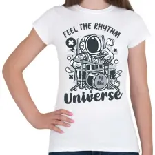 PRINTFASHION Feel the rhythm - Dobolós - Női póló - Fehér női póló