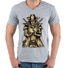 PRINTFASHION Fegyveres - Férfi V-nyakú póló - Sport szürke férfi póló