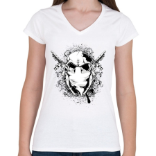 PRINTFASHION Fegyveres Koponya - Női V-nyakú póló - Fehér női póló