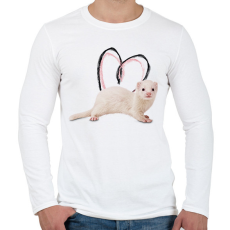 PRINTFASHION fehér görény szívecskével - Férfi hosszú ujjú póló - Fehér