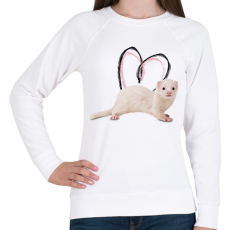 PRINTFASHION fehér görény szívecskével - Női pulóver - Fehér