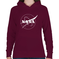 PRINTFASHION Fehér Nasa logo - Női kapucnis pulóver - Bordó