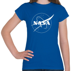 PRINTFASHION Fehér Nasa logo - Női póló - Királykék