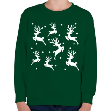 PRINTFASHION Fehér rénszarvasok - Gyerek pulóver - Sötétzöld gyerek pulóver, kardigán