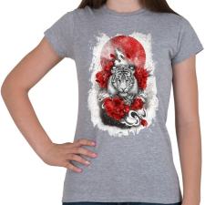 PRINTFASHION Fehér tigris - Női póló - Sport szürke női póló