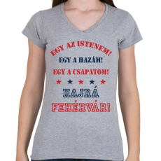 PRINTFASHION Fehérvár - Női V-nyakú póló - Sport szürke