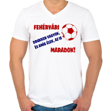 PRINTFASHION Fehérvári drukker - Férfi V-nyakú póló - Fehér
