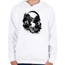 PRINTFASHION Fejhallgató a természetben - Gyerek kapucnis pulóver - Fehér