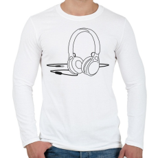 PRINTFASHION Fejhallgató - Férfi hosszú ujjú póló - Fehér