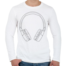 PRINTFASHION Fejhallgató - Férfi hosszú ujjú póló - Fehér férfi póló