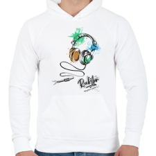 PRINTFASHION Fejhallgató - Férfi kapucnis pulóver - Fehér férfi pulóver, kardigán