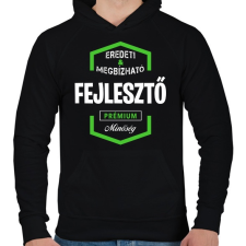 PRINTFASHION Fejlesztő prémium minőség - Férfi kapucnis pulóver - Fekete férfi pulóver, kardigán