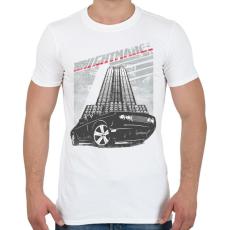 PRINTFASHION Fekete autó az épület előtt - Férfi póló - Fehér