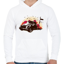 PRINTFASHION Fekete bogár útjelző tábla mellett - Férfi kapucnis pulóver - Fehér férfi pulóver, kardigán