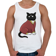 PRINTFASHION Fekete cica - Férfi atléta - Fehér