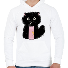 PRINTFASHION Fekete cica - Férfi kapucnis pulóver - Fehér