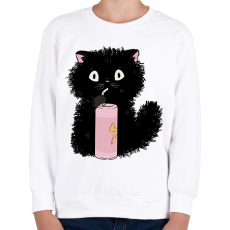PRINTFASHION Fekete cica - Gyerek pulóver - Fehér