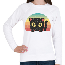 PRINTFASHION Fekete cica - Női pulóver - Fehér női pulóver, kardigán