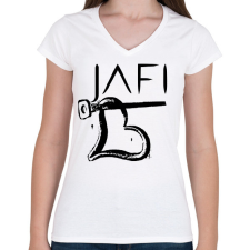 PRINTFASHION fekete jafi sziv szimbólum - Női V-nyakú póló - Fehér női póló