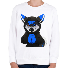 PRINTFASHION Fekete,kék vicces husky vagy farkas - Gyerek pulóver - Fehér gyerek pulóver, kardigán