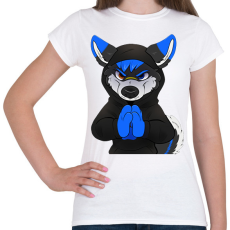 PRINTFASHION Fekete,kék vicces husky vagy farkas - Női póló - Fehér