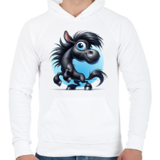 PRINTFASHION Fekete ló - Férfi kapucnis pulóver - Fehér férfi pulóver, kardigán