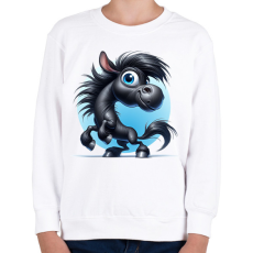 PRINTFASHION Fekete ló - Gyerek pulóver - Fehér