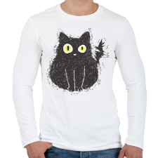 PRINTFASHION Fekete macska - Férfi hosszú ujjú póló - Fehér férfi póló