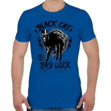 PRINTFASHION Fekete macska  - Férfi póló - Királykék férfi póló