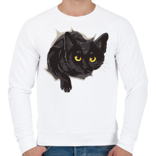 PRINTFASHION Fekete macska - Férfi pulóver - Fehér férfi pulóver, kardigán