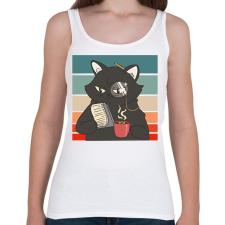 PRINTFASHION Fekete macska - Női atléta - Fehér női trikó