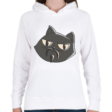 PRINTFASHION Fekete macska - Női kapucnis pulóver - Fehér női pulóver, kardigán