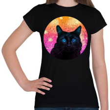 PRINTFASHION Fekete macska - Női póló - Fekete női póló