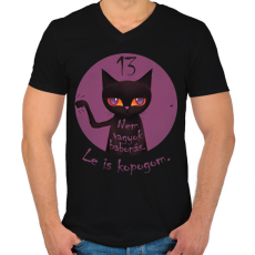 PRINTFASHION Fekete macskás ajándék péntek 13-ra - Férfi V-nyakú póló - Fekete