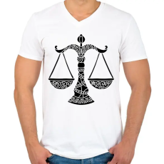 PRINTFASHION Fekete Mérleg horoszkóp - Férfi V-nyakú póló - Fehér