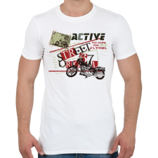 PRINTFASHION Fekete motor - Férfi póló - Fehér férfi póló