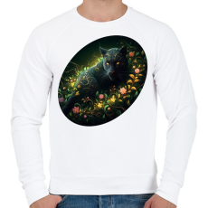 PRINTFASHION Fekete párduc - Férfi pulóver - Fehér