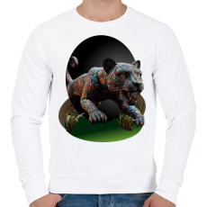 PRINTFASHION Fekete párduc - Férfi pulóver - Fehér