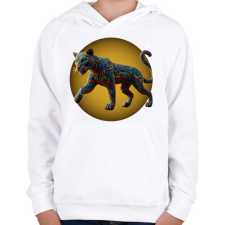 PRINTFASHION Fekete párduc - Gyerek kapucnis pulóver - Fehér gyerek pulóver, kardigán