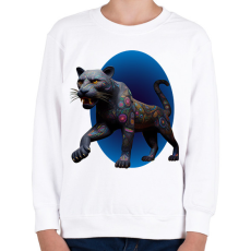 PRINTFASHION Fekete párduc - Gyerek pulóver - Fehér