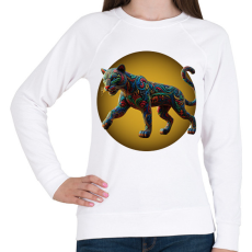 PRINTFASHION Fekete párduc - Női pulóver - Fehér