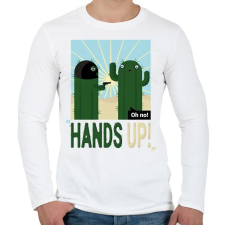 PRINTFASHION Fel a kezekkel! - Kaktusz - Férfi hosszú ujjú póló - Fehér férfi póló
