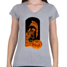 PRINTFASHION Félelmetes - Női V-nyakú póló - Sport szürke női póló