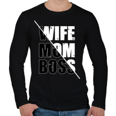 PRINTFASHION Feleség, anya, főnök - Férfi hosszú ujjú póló - Fekete