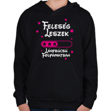 PRINTFASHION Feleség leszek Lánybúcsú folyamatban - Gyerek kapucnis pulóver - Fekete gyerek pulóver, kardigán