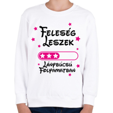 PRINTFASHION Feleség leszek Lánybúcsú folyamatban - Gyerek pulóver - Fehér gyerek pulóver, kardigán