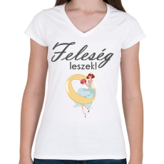 PRINTFASHION Feleség leszek! - Női V-nyakú póló - Fehér