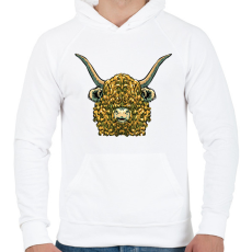 PRINTFASHION Felföldi marha - Férfi kapucnis pulóver - Fehér