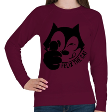 PRINTFASHION Felix the cat - Női pulóver - Bordó női pulóver, kardigán